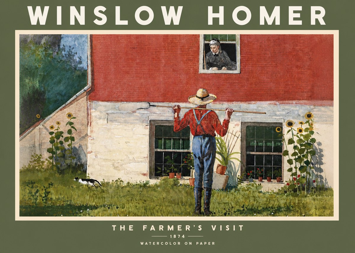 Winslow Homer Farmer with Hoe No3 - Poster