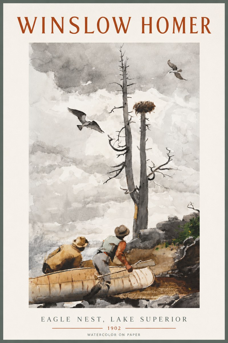 Winslow Homer Eagle Nest, Lake Superior No4 - Poster