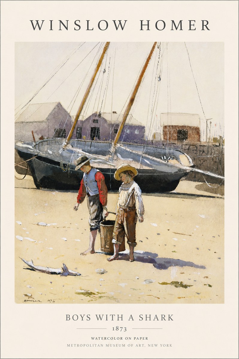 Winslow Homer Boys with a Shark No1 - Poster