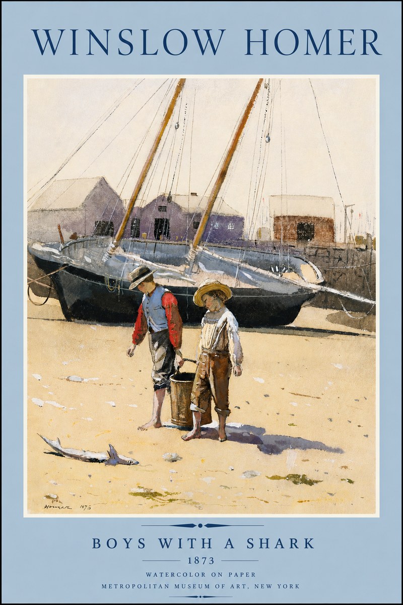 Winslow Homer Boys with a Shark No3 - Poster