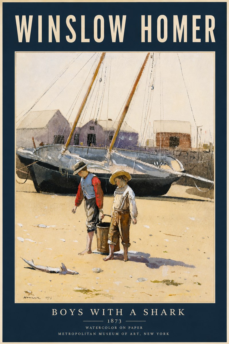 Winslow Homer Boys with a Shark No5 - Poster