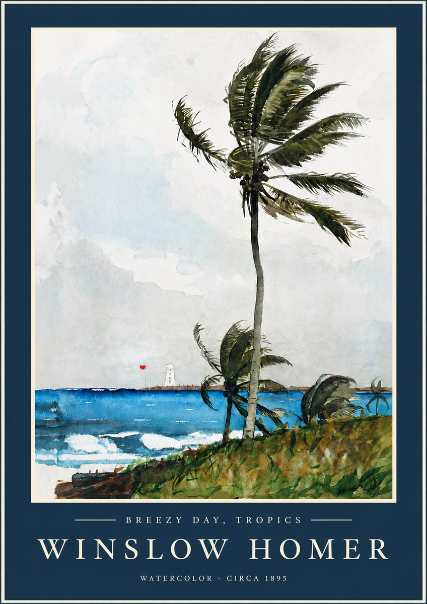 Winslow Homer Breezy Day, Tropics No2 - Poster