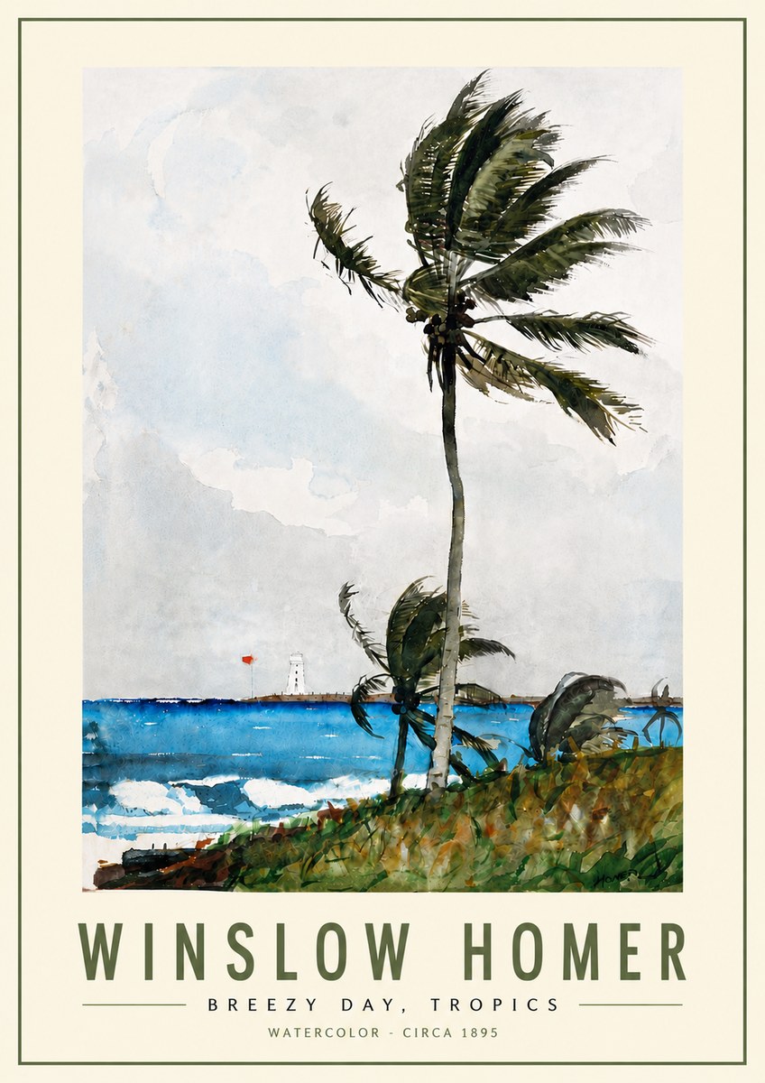 Winslow Homer Breezy Day, Tropics No5 - Poster