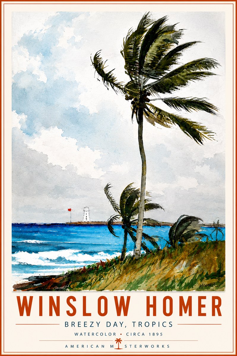 Winslow Homer Breezy Day, Tropics No6 - Poster