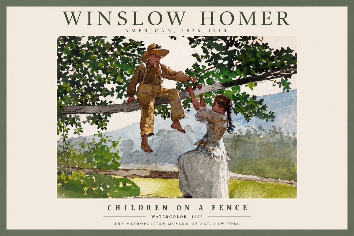 Winslow Homer Children on a Fence No2 - Poster
