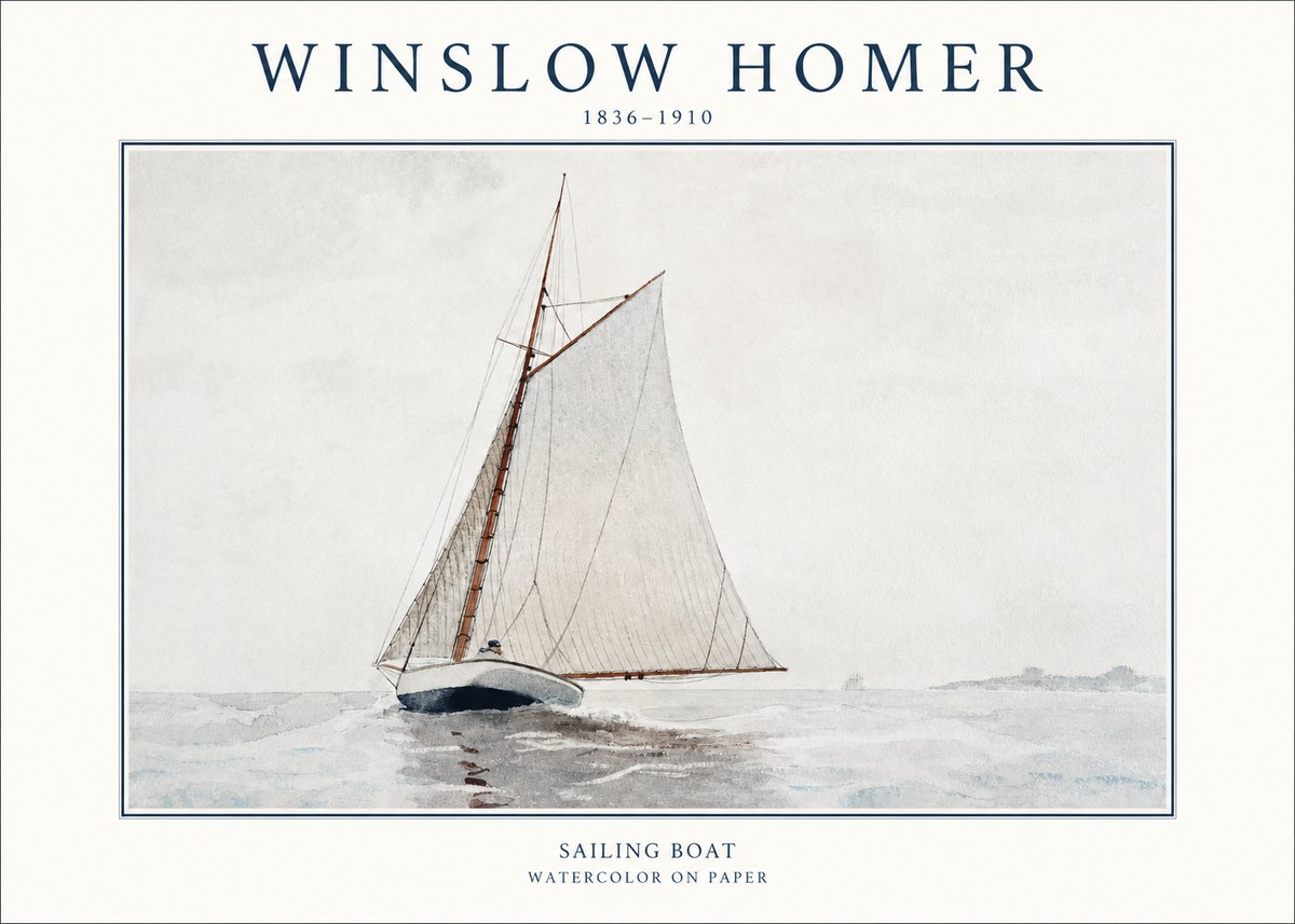 Winslow Homer Sailing Boat No1 - Poster