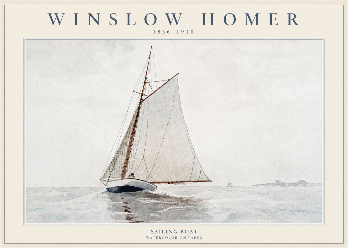 Winslow Homer Sailing Boat No2 - Poster