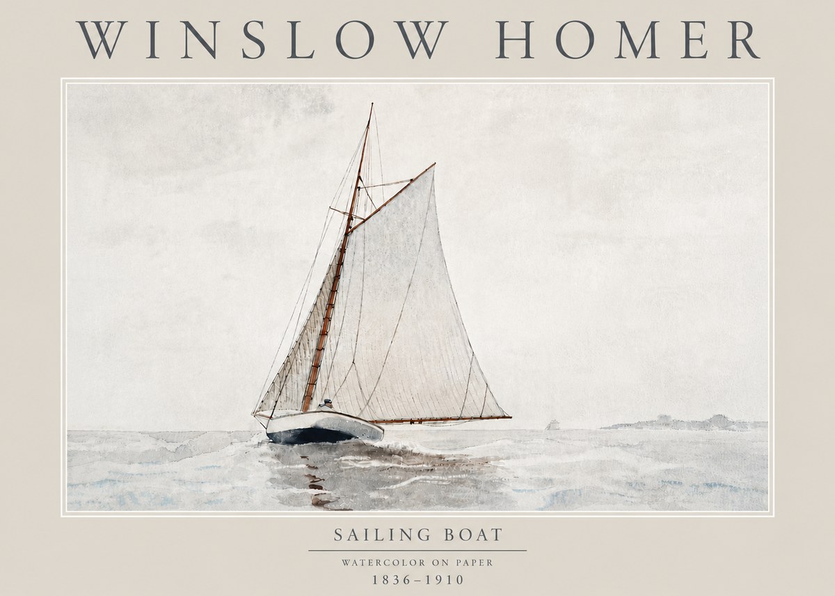 Winslow Homer Sailing Boat No4 - Poster