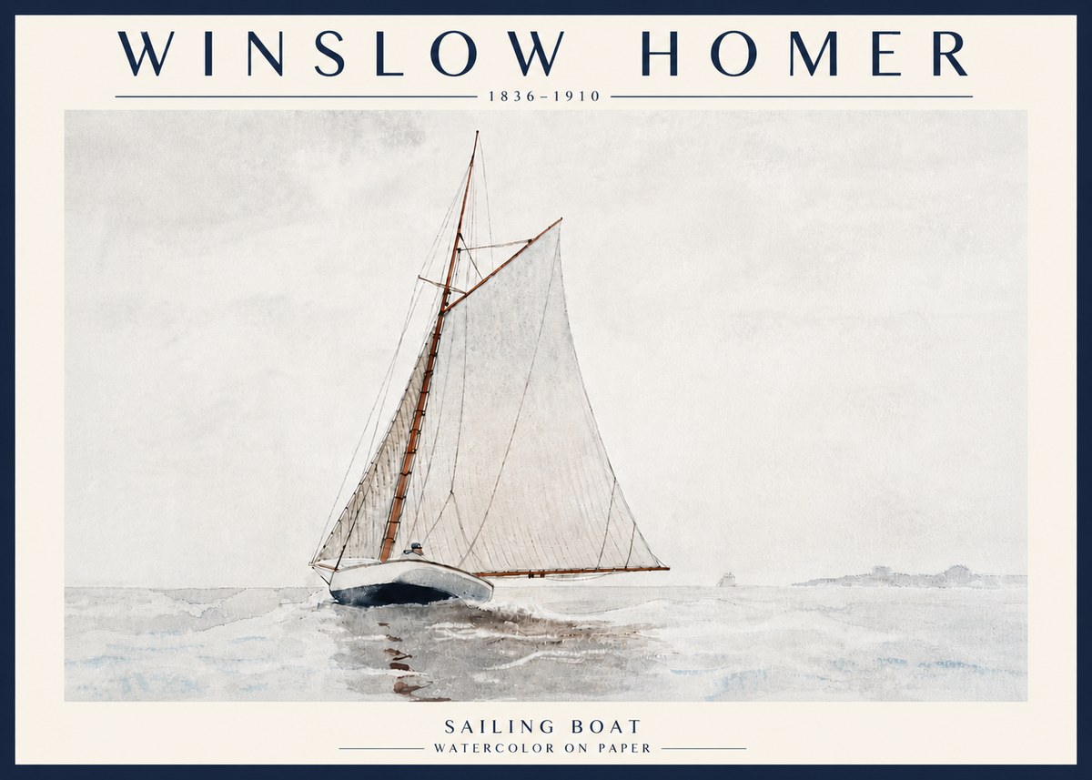 Winslow Homer Sailing Boat No6 - Poster
