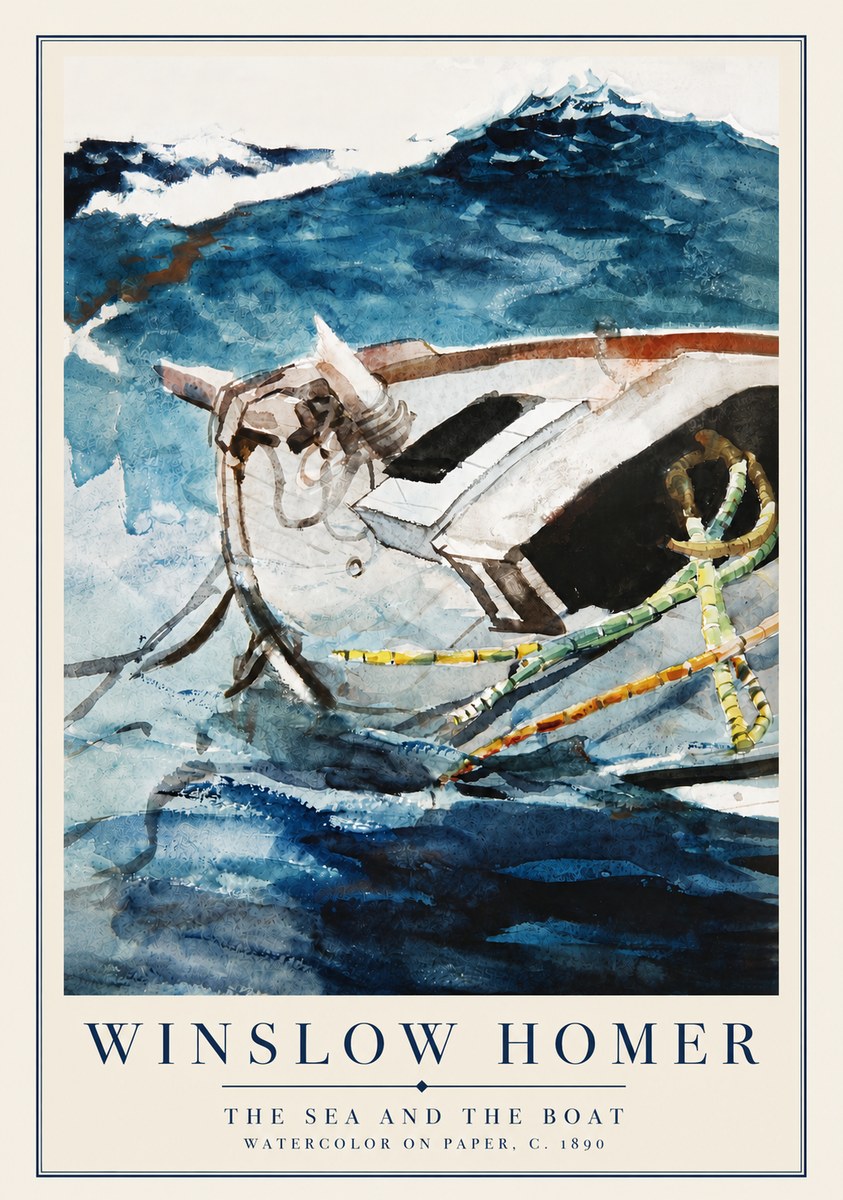 Winslow Homer The Sea and the Boat No5 - Poster