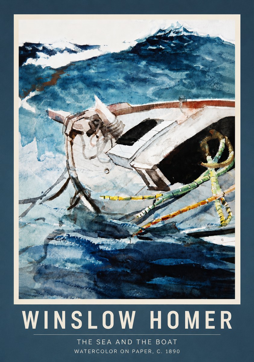 Winslow Homer The Sea and the Boat No6 - Poster
