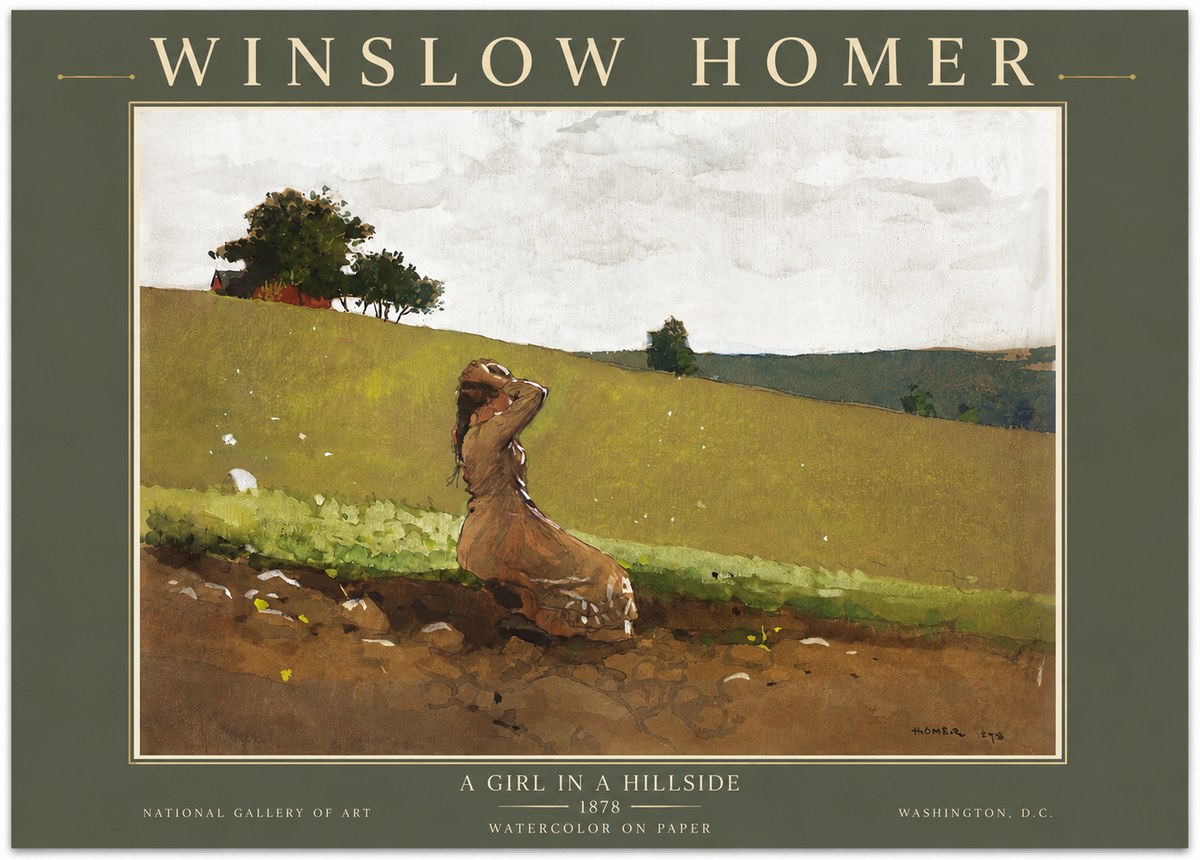 Winslow Homer A Girl in a Hillside No5 - Poster