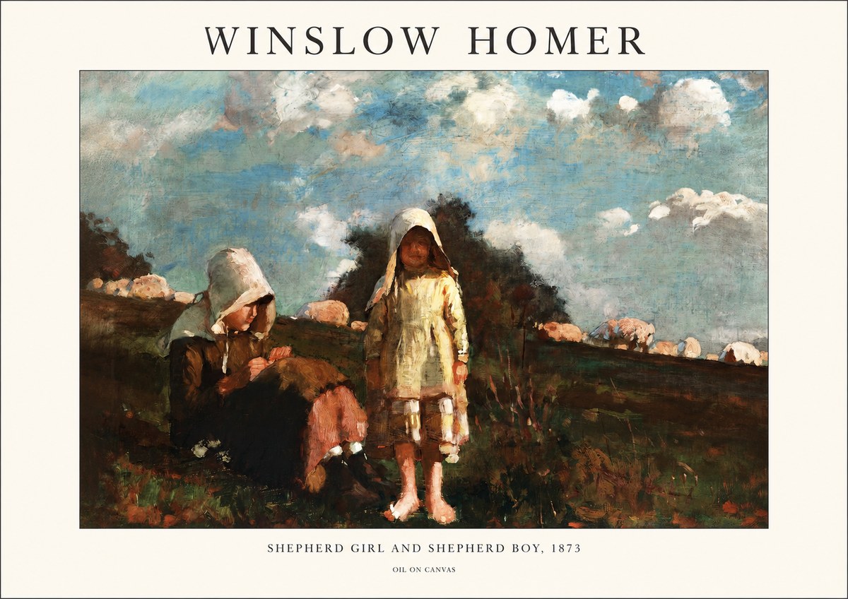 Winslow Homer Shepherd Girl and Shepherd Boy, 1873 No1 - Poster