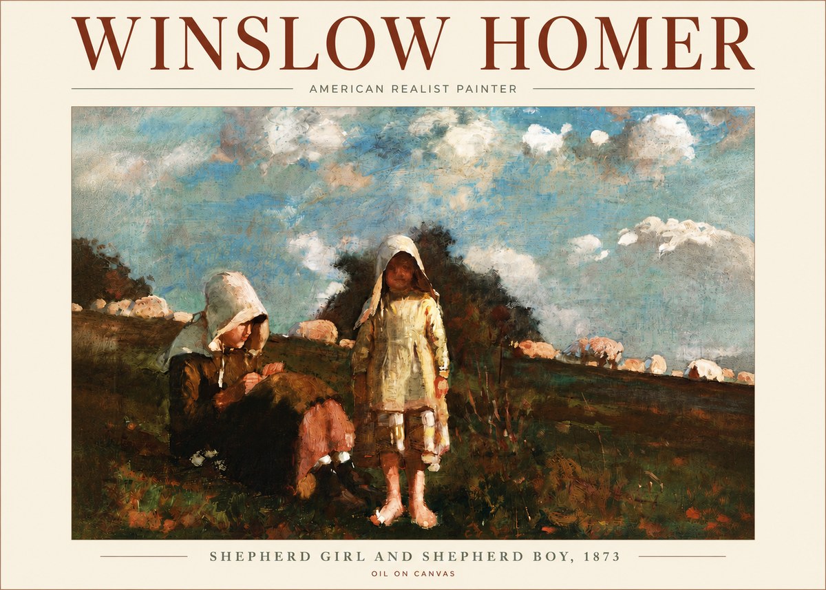 Winslow Homer Shepherd Girl and Shepherd Boy, 1873 No5 - Poster