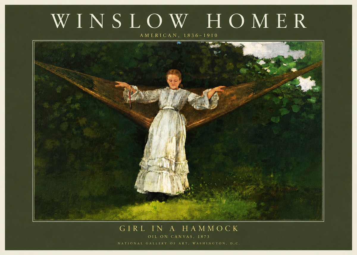 Winslow Homer Girl in a Hammock No5 - Poster