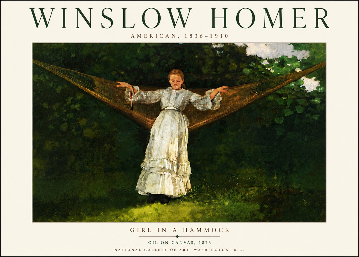 Winslow Homer Girl in a Hammock No6 - Poster