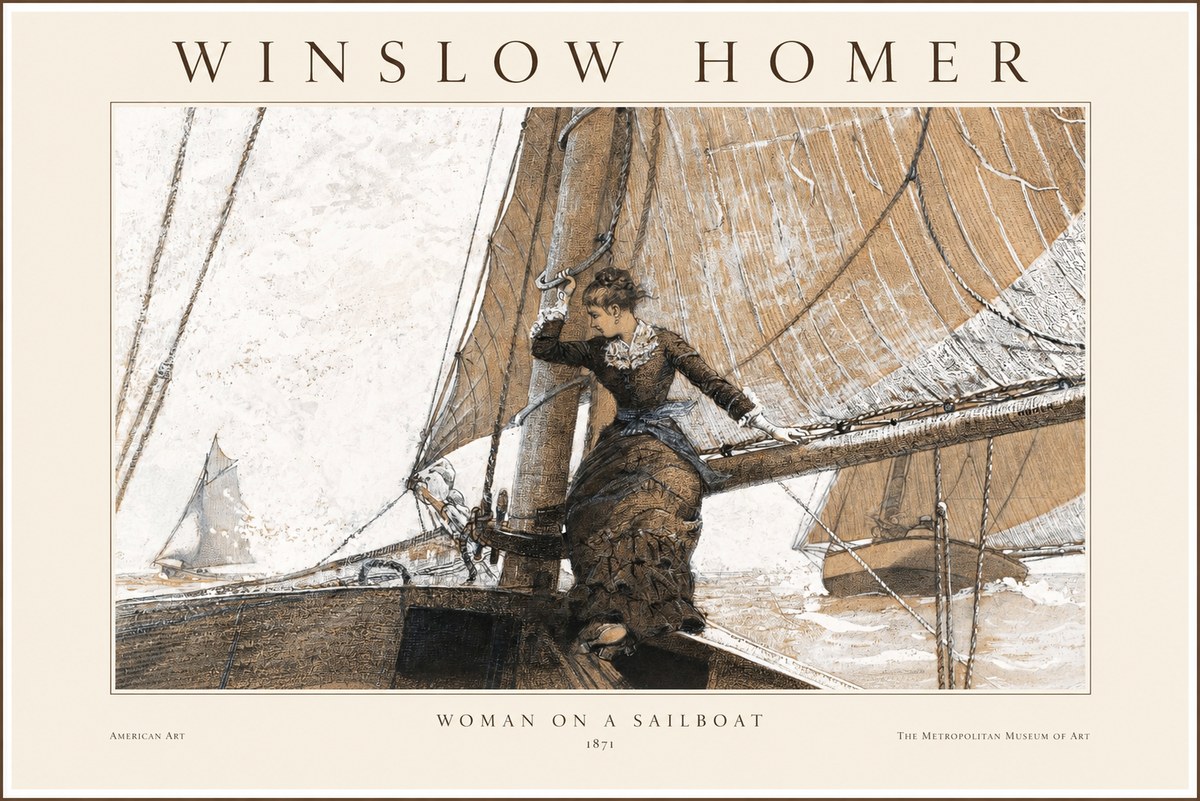 Winslow Homer Woman on a Sailboat No1 - Poster