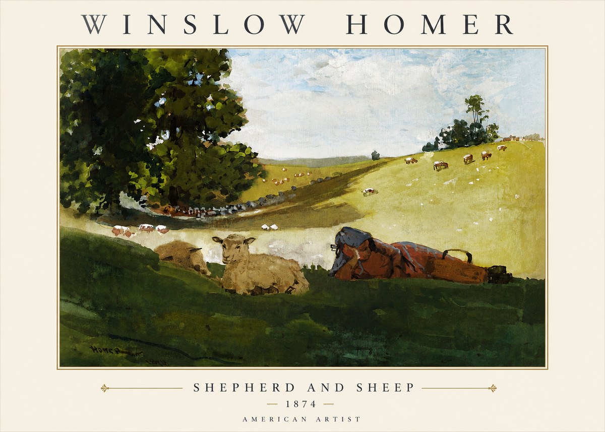 Winslow Homer Shepherd and Sheep No4 - Poster