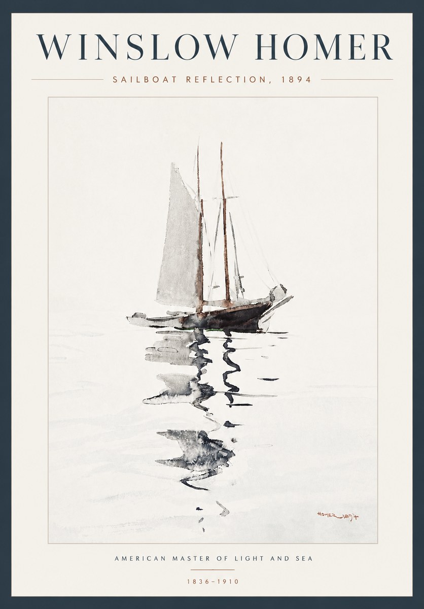 Winslow Homer Sailboat Reflection, 1894 No5 - Poster