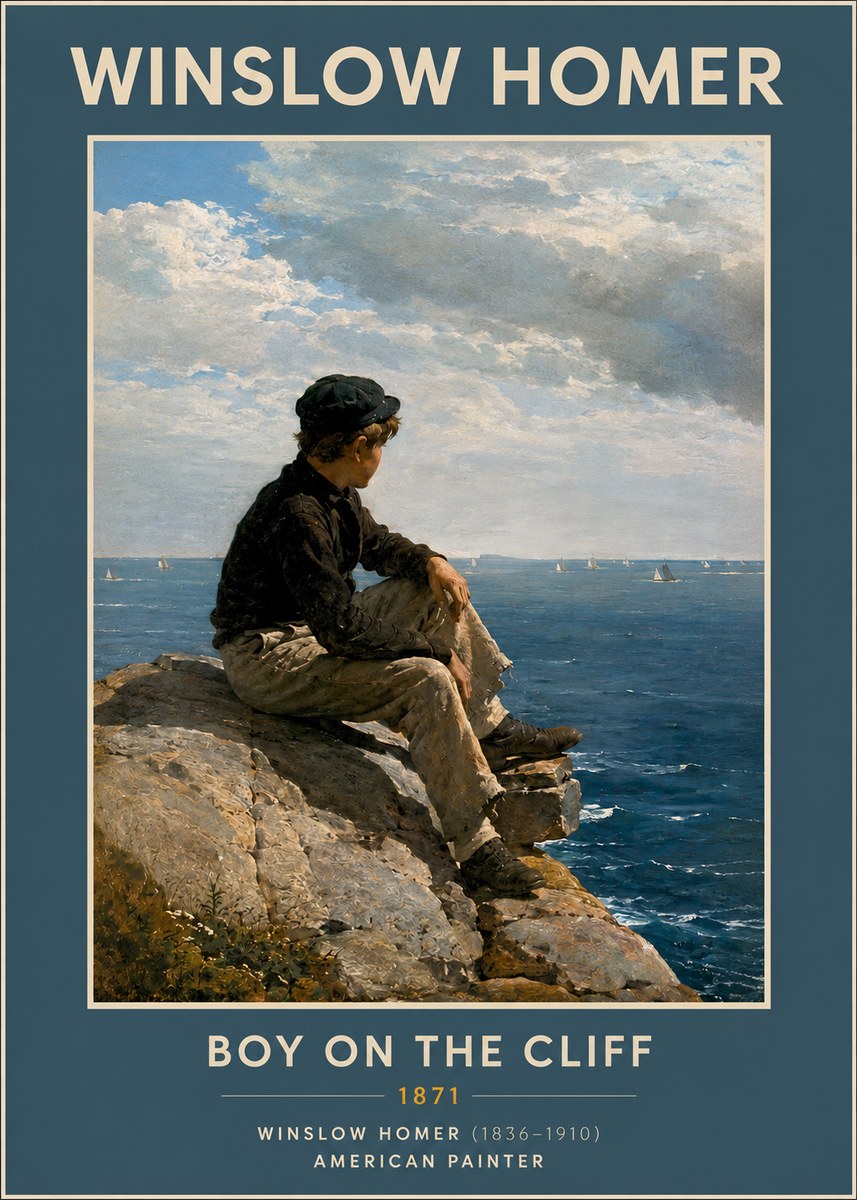 Winslow Homer Boy on the Cliff No2 - Poster