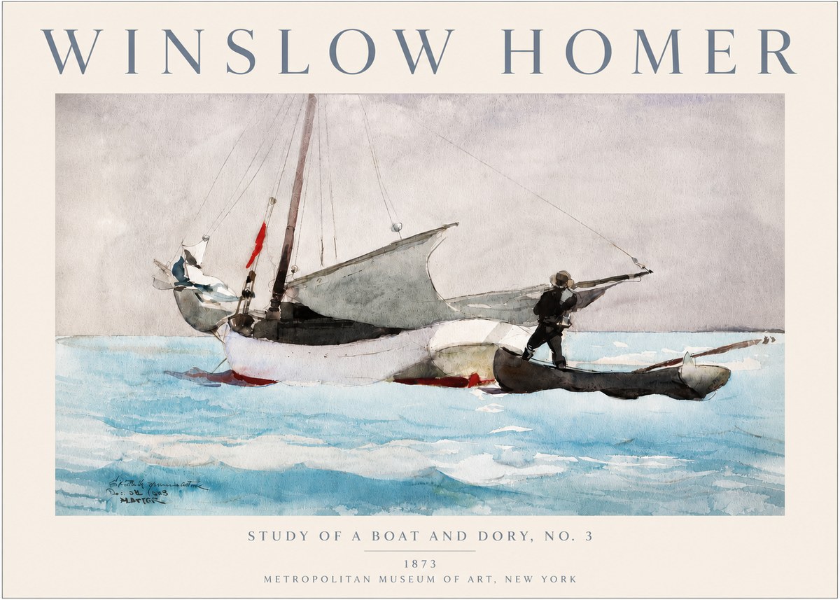 Winslow Homer Study of a Boat and Dory Watercolor, No. 3 No3 - Poster