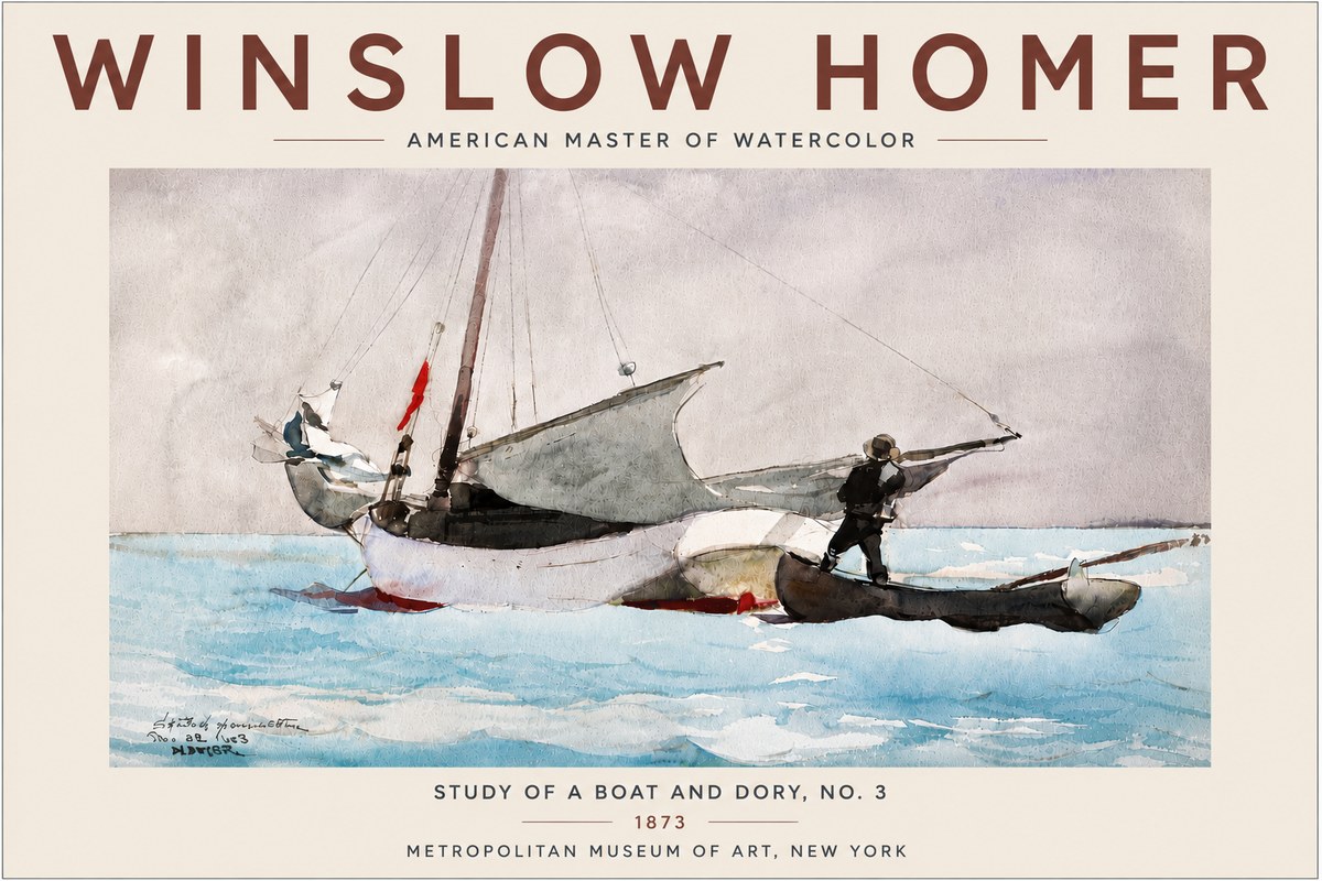 Winslow Homer Study of a Boat and Dory Watercolor, No. 3 No6 - Poster