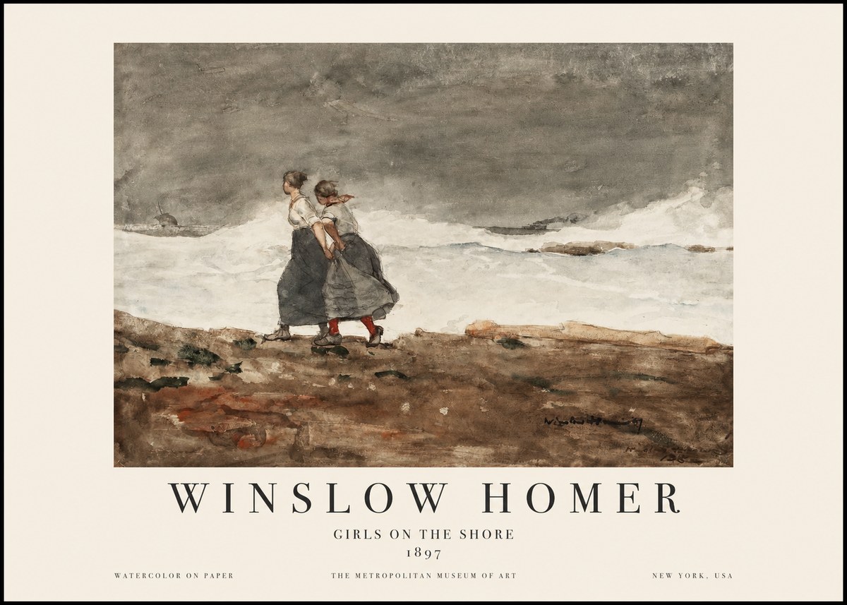 Winslow Homer Girls on the Shore No1 - Poster