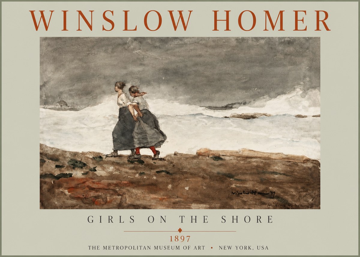 Winslow Homer Girls on the Shore No2 - Poster