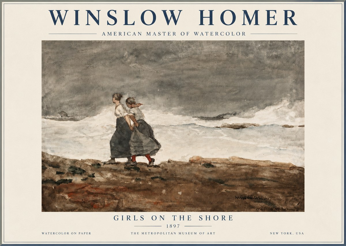 Winslow Homer Girls on the Shore No6 - Poster