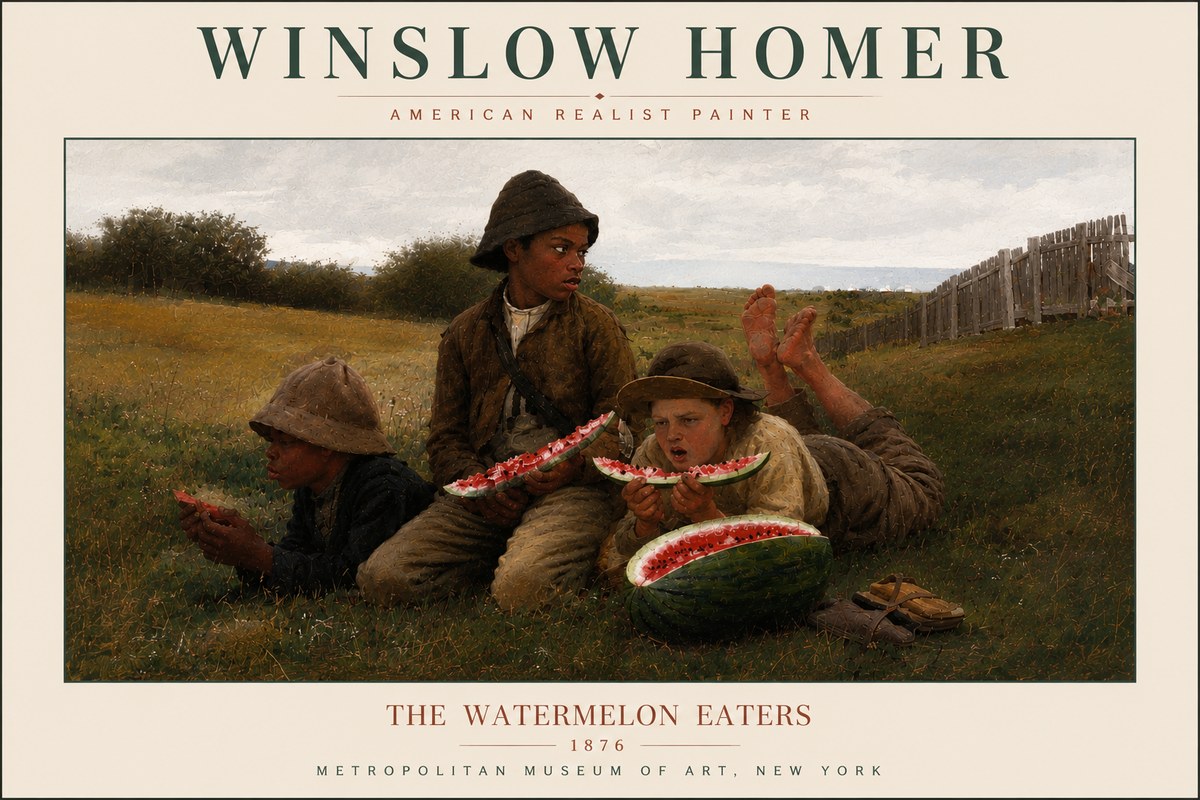 Winslow Homer The Watermelon Eaters No6 - Poster