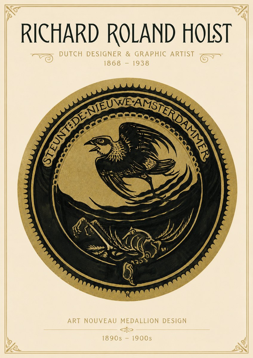 Richard Roland Holst Art Nouveau Medallion Design No3 - Poster