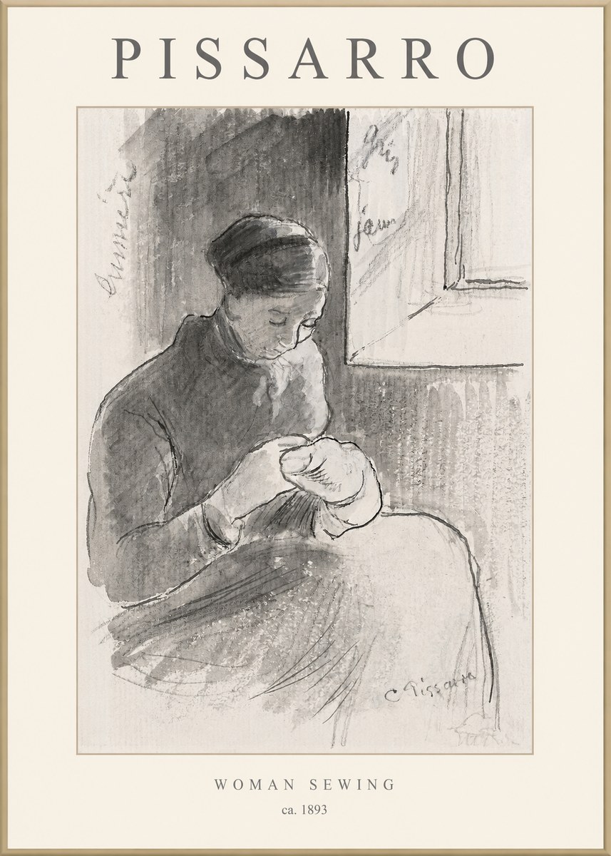 Pissarro Woman Sewing No1 - Poster