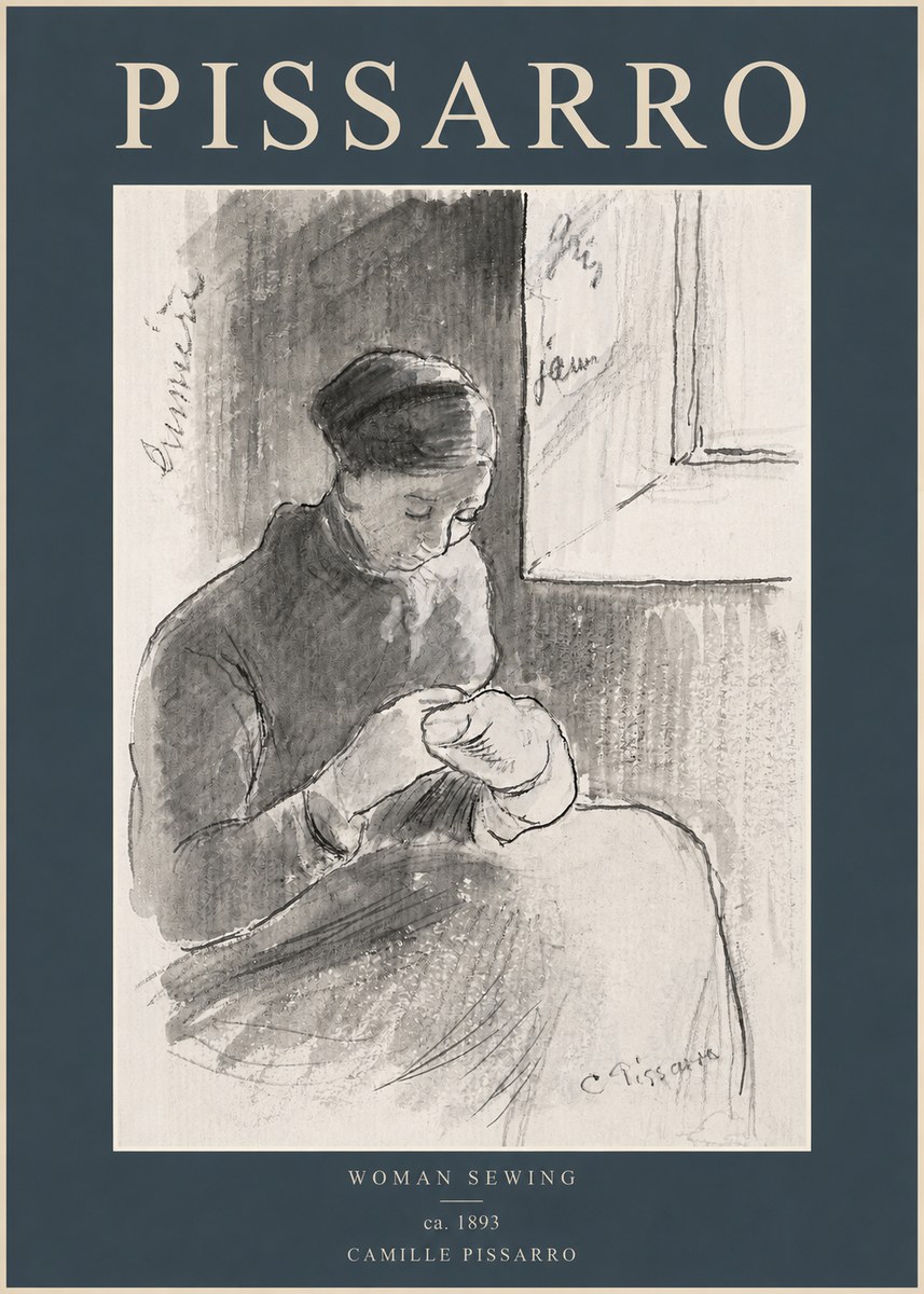 Pissarro Woman Sewing No2 - Poster