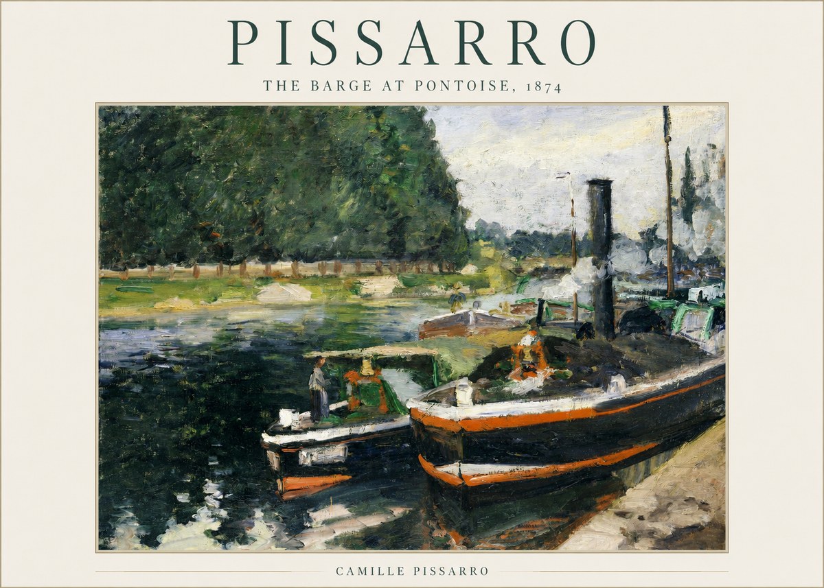 Pissarro The Barge at Pontoise, 1874 No1 - Poster