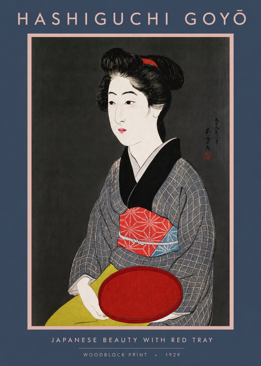 Hashiguchi Goyō Japanese Beauty with Red Tray No2 - Poster
