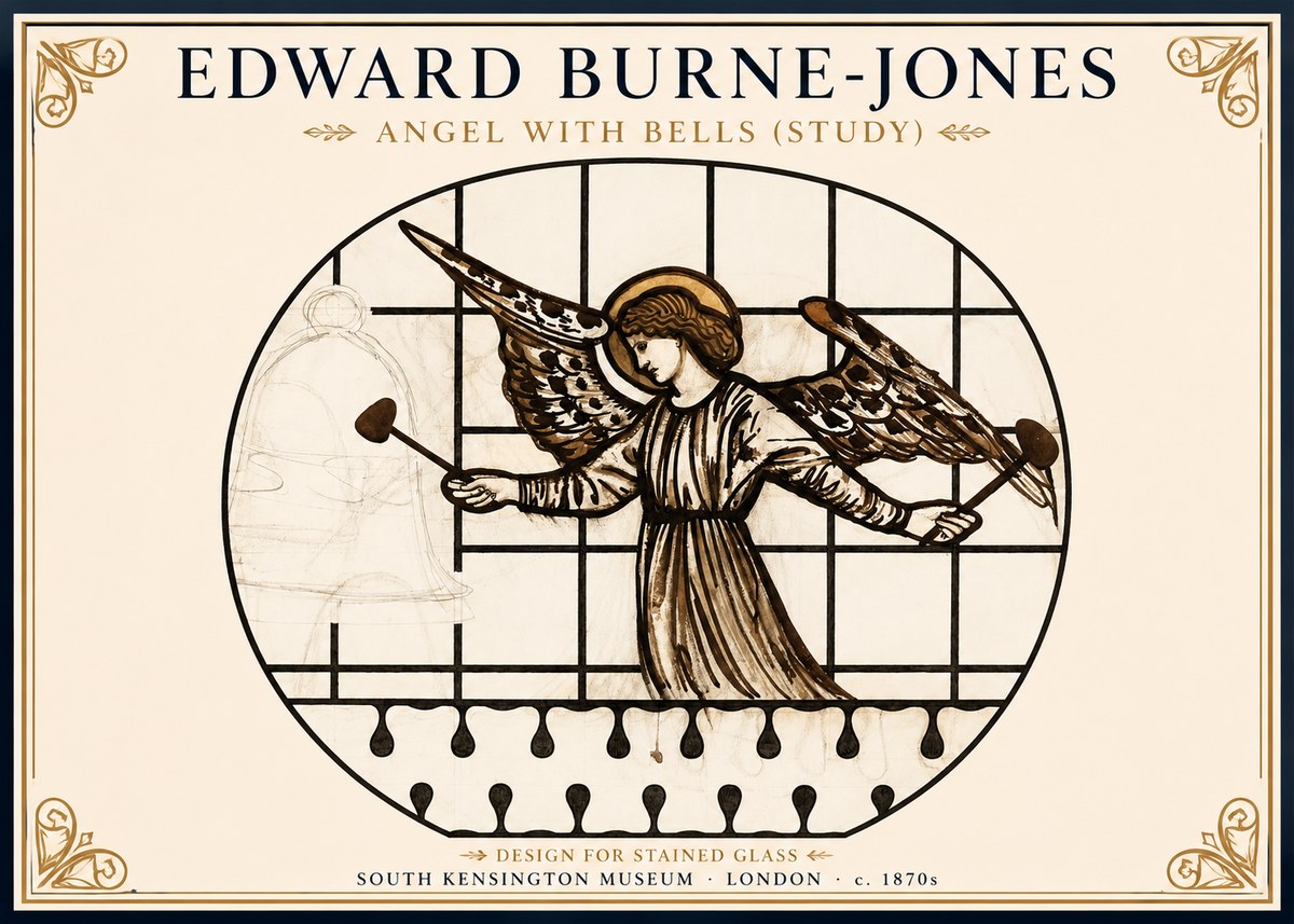 Edward Burne-Jones Angel with Bells (Study) No1 - Poster