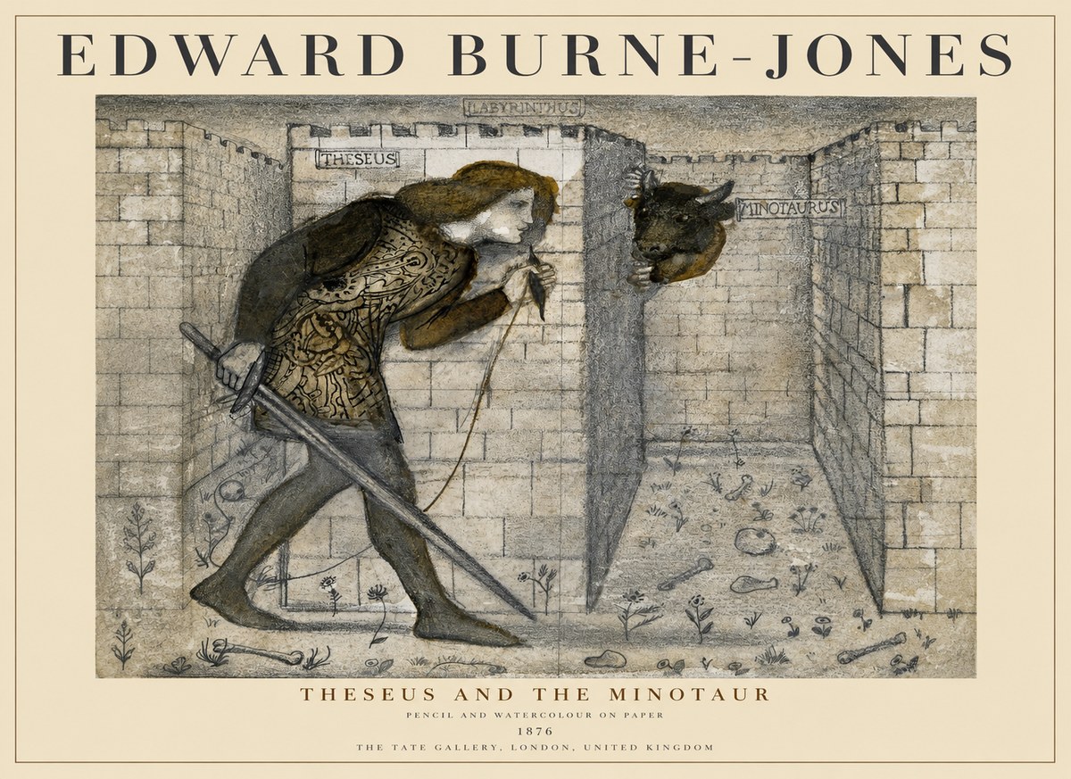 Edward Burne-Jones Theseus and the Minotaur No1 - Poster