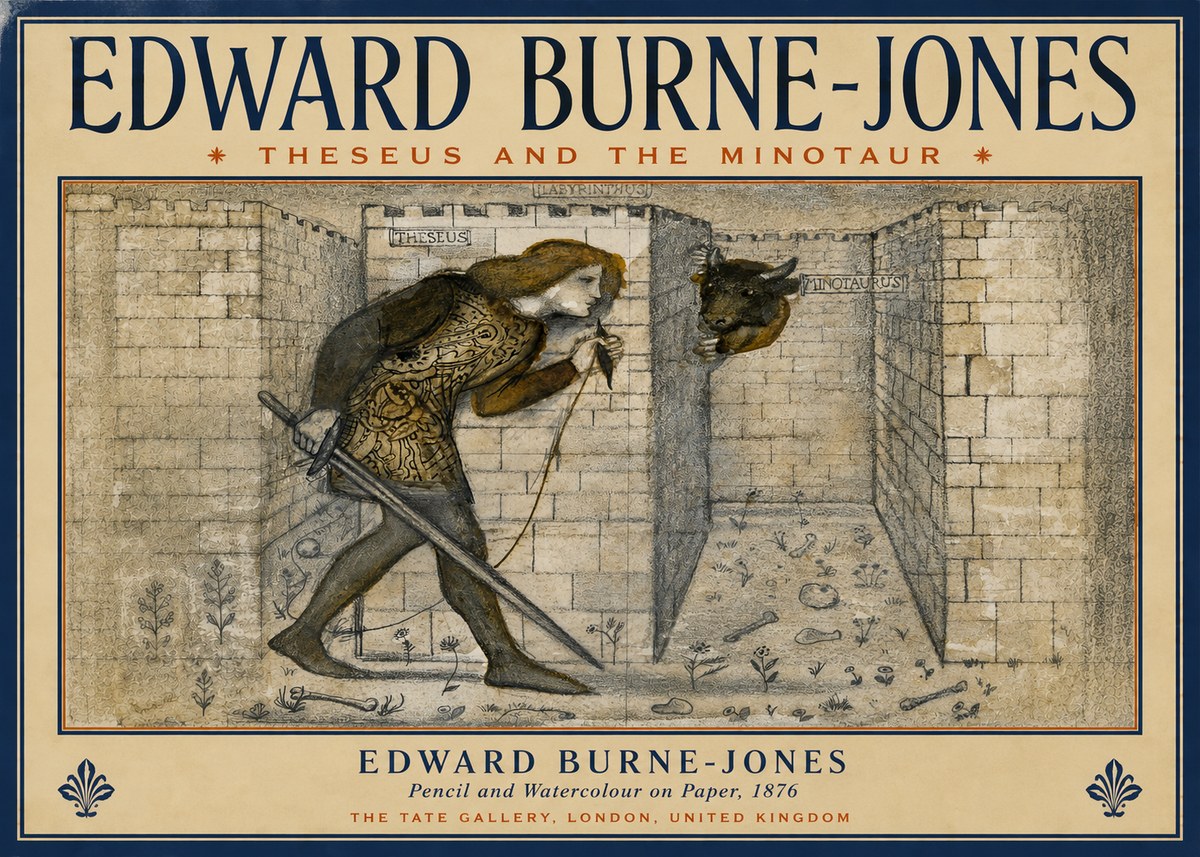 Edward Burne-Jones Theseus and the Minotaur No4 - Poster