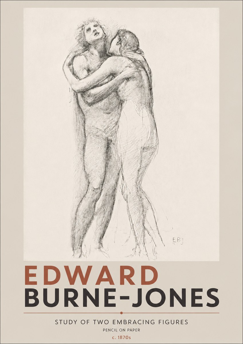 Edward Burne-Jones Study of Two Embracing Figures No4 - Poster