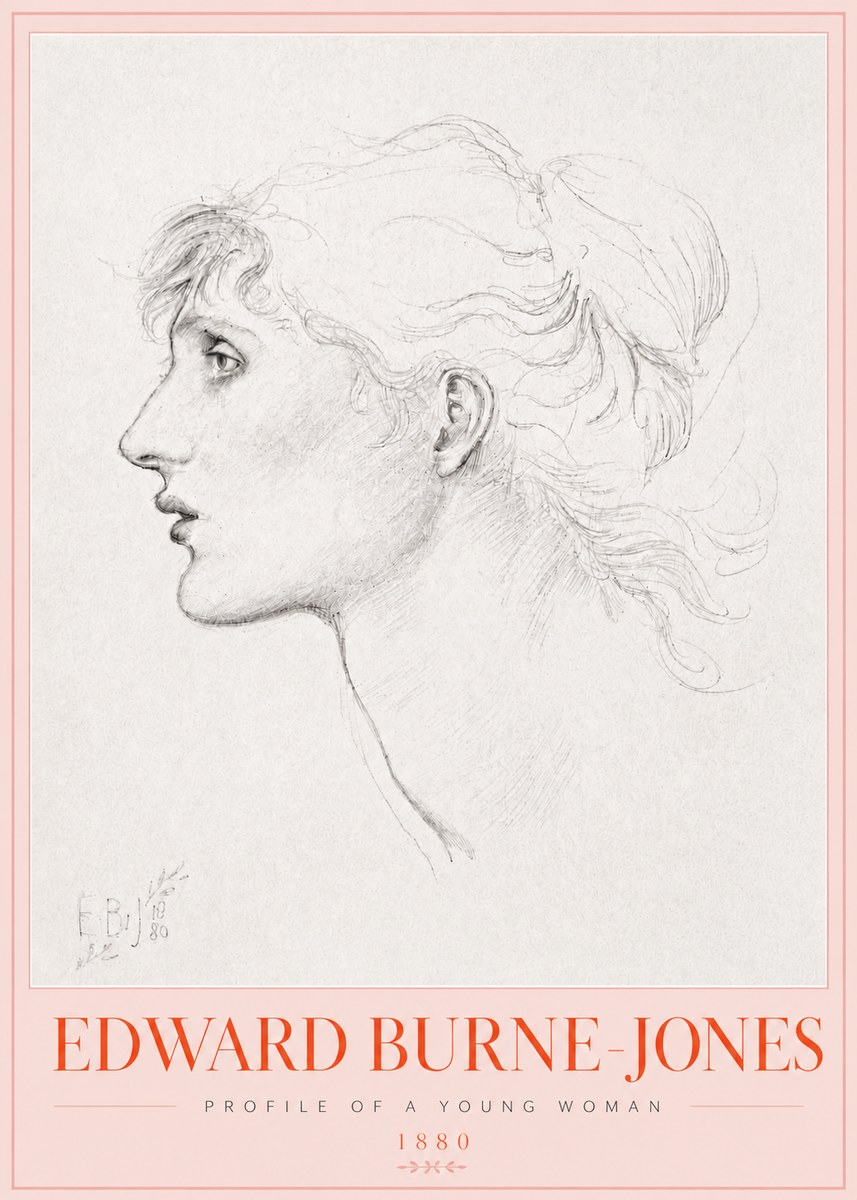 Edward Burne-Jones Profile of a Young Woman No3 - Poster