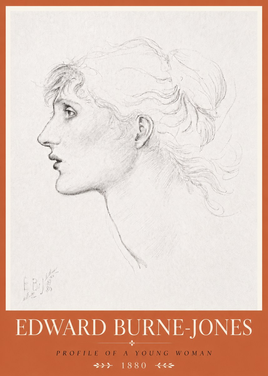 Edward Burne-Jones Profile of a Young Woman No6 - Poster
