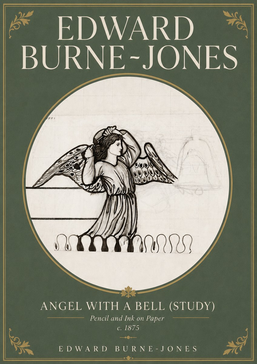 Edward Burne-Jones Angel with a Bell (Study) No4 - Poster