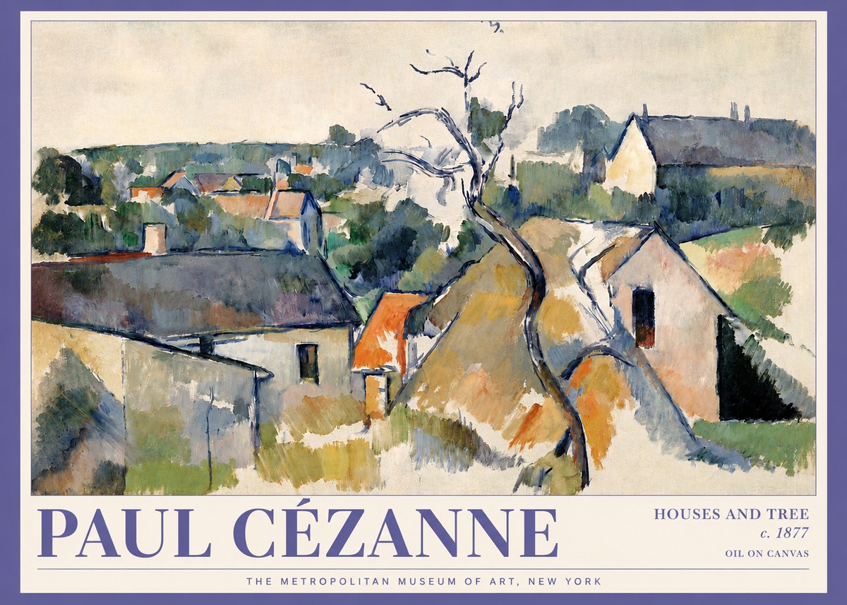 Paul Cézanne Houses and Tree No3 - Poster