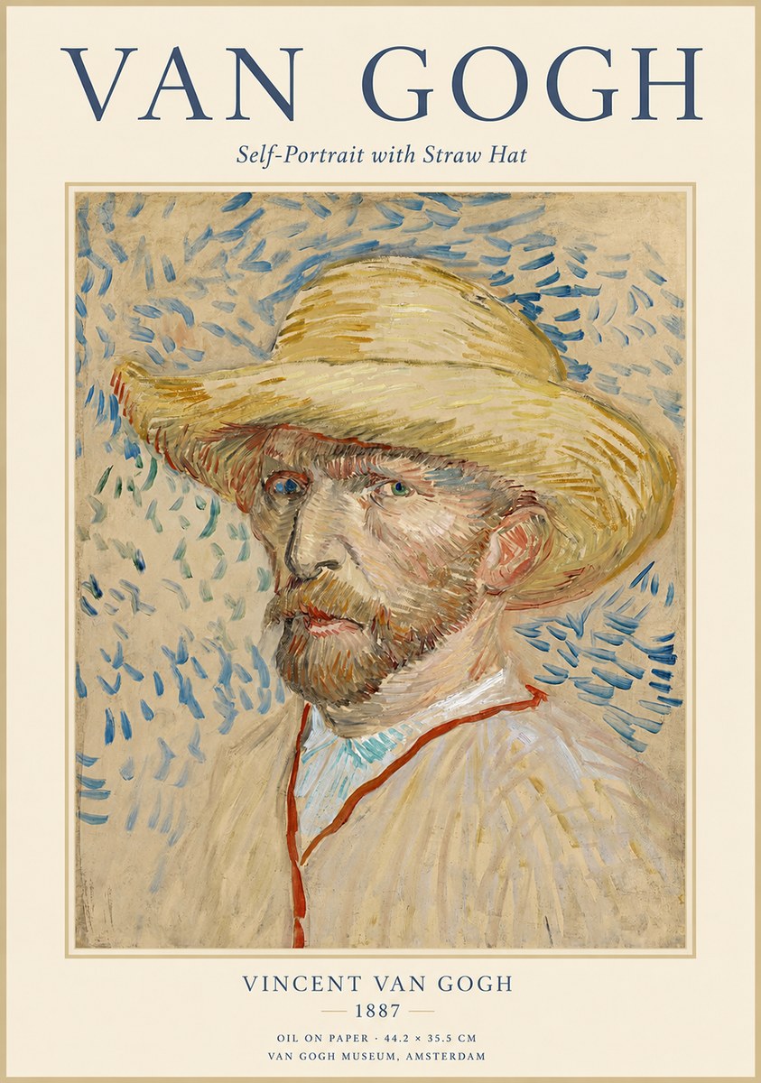 Van Gogh Self-portrait with Straw Hat II No1 - Poster