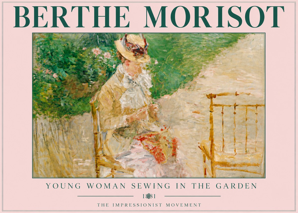 Berthe Morisot Young Woman Sewing in the Garden No5 - Poster
