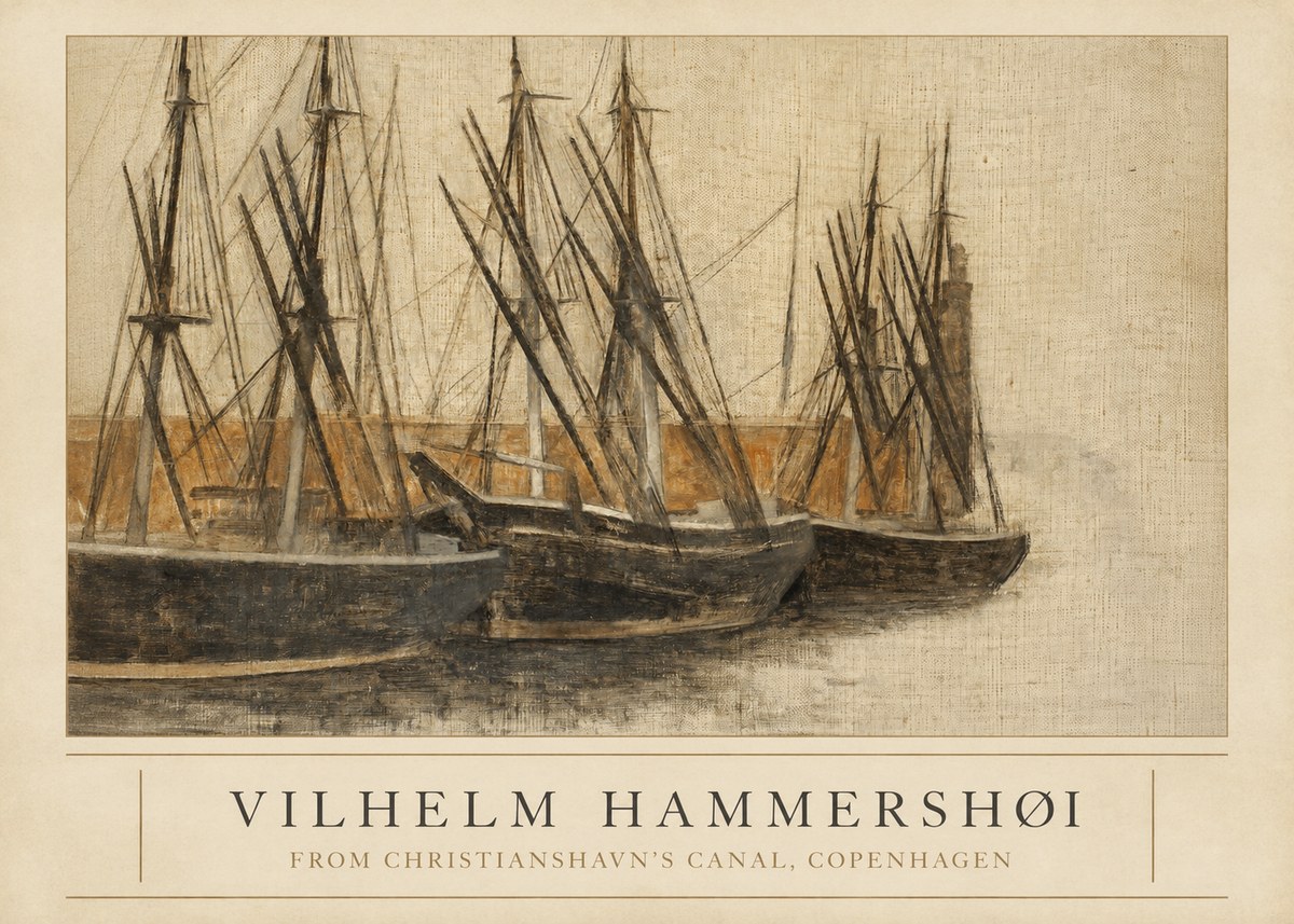 Vilhelm Hammershøi From Christianshavn's Canal, Copenhagen No3 - Poster