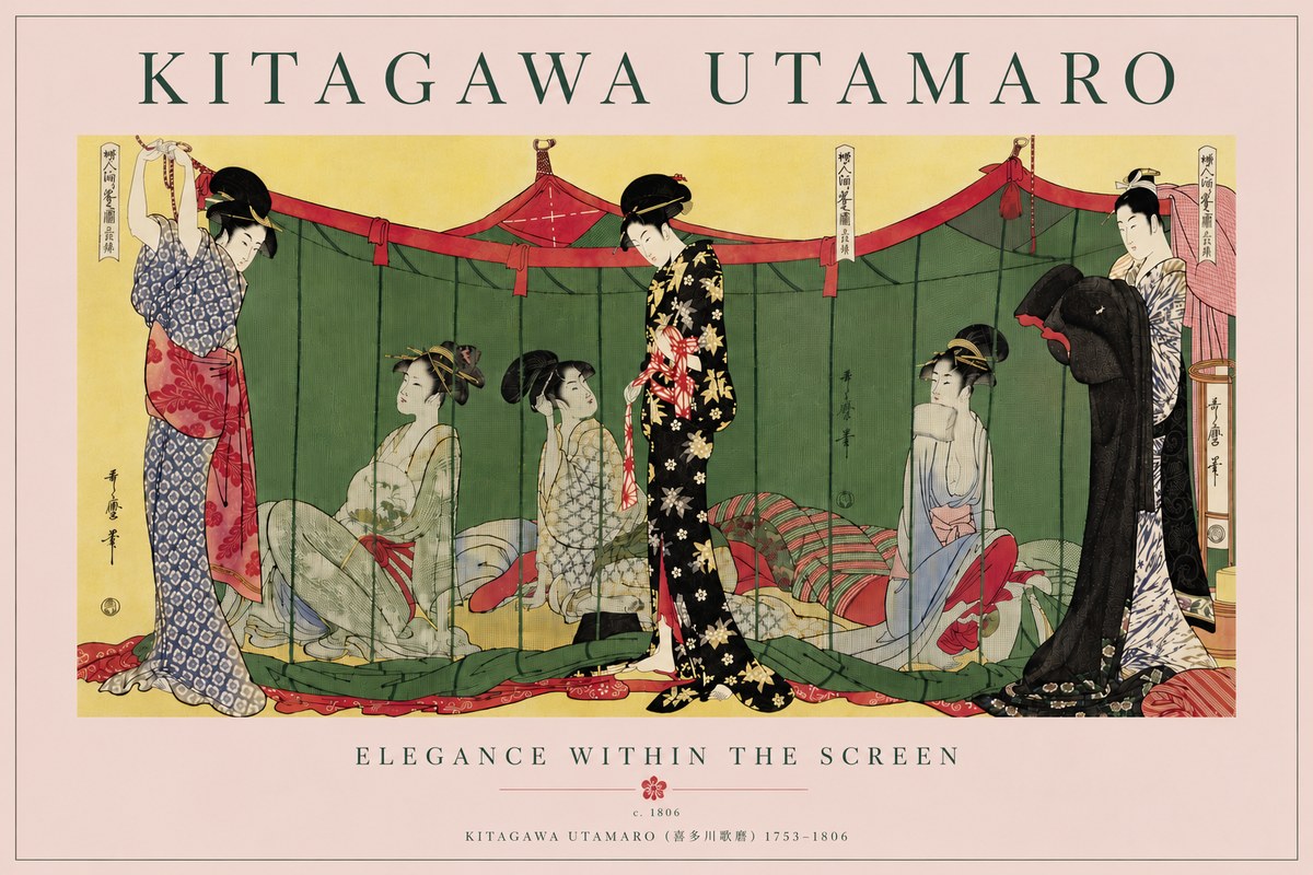 Kitagawa Utamaro Elegance Within the Screen No6 - Poster