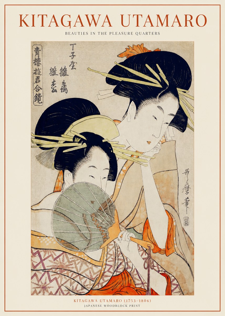 Kitagawa Utamaro Two Women with a Fan No2 - Poster