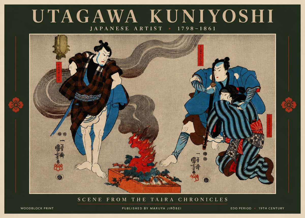 Utagawa Kuniyoshi Scene from the Taira Chronicles No6 - Poster