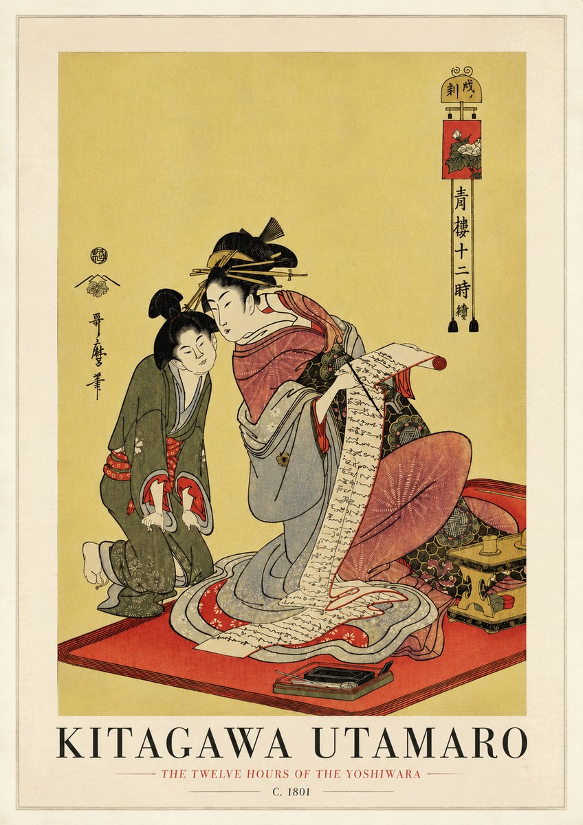 Kitagawa Utamaro The Twelve Hours of the Yoshiwara No3 - Poster